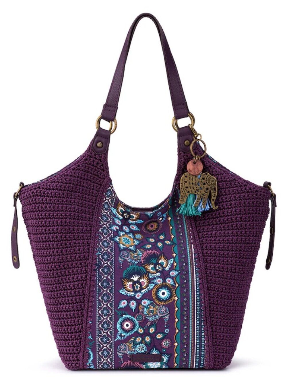 Sakroots Roma Large Crochet Violet Purple Floral Shopper Tote Bag EUC - Picture 3 of 12